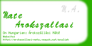 mate arokszallasi business card